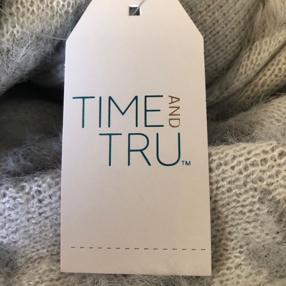 TIME and TRU Womens Cardigan Size Large 12-14 Eyelash Knit Silver Grey New - Picture 10 of 10